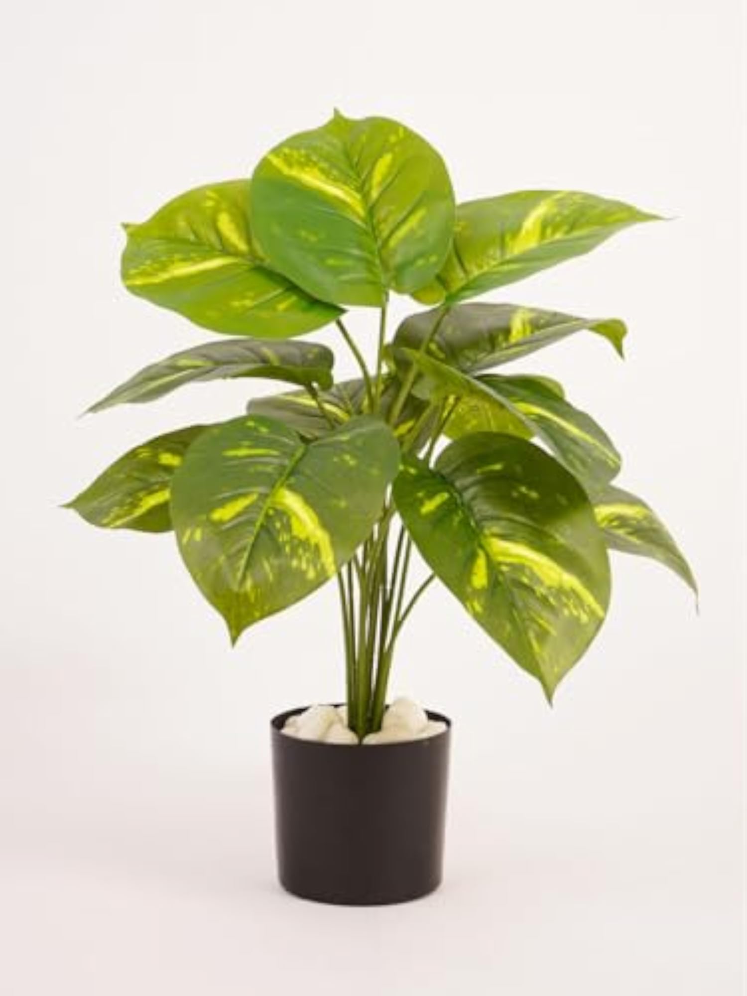 Artificial Money Plant with Black Pot for Home Decor